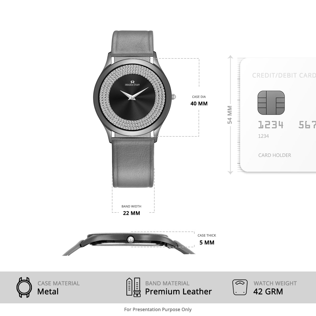 Crystalline Charm - Grey - Premium & Luxurious Watch For Men