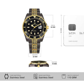 SWADESI STUFF Brilliance Black Hand-Grooving Date Dial Premium Luxury Stainless Steel Strap Analog Watch for Men