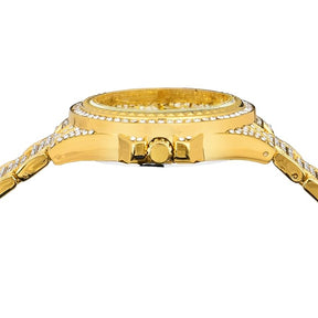 SWADESI STUFF Glint Hand-Studded Diamonds Date Dial Premium Luxury Stainless Steel Strap Analog Watch for Men