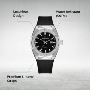 Aegis - Silver - Premium Silicone Strap Watch For Men