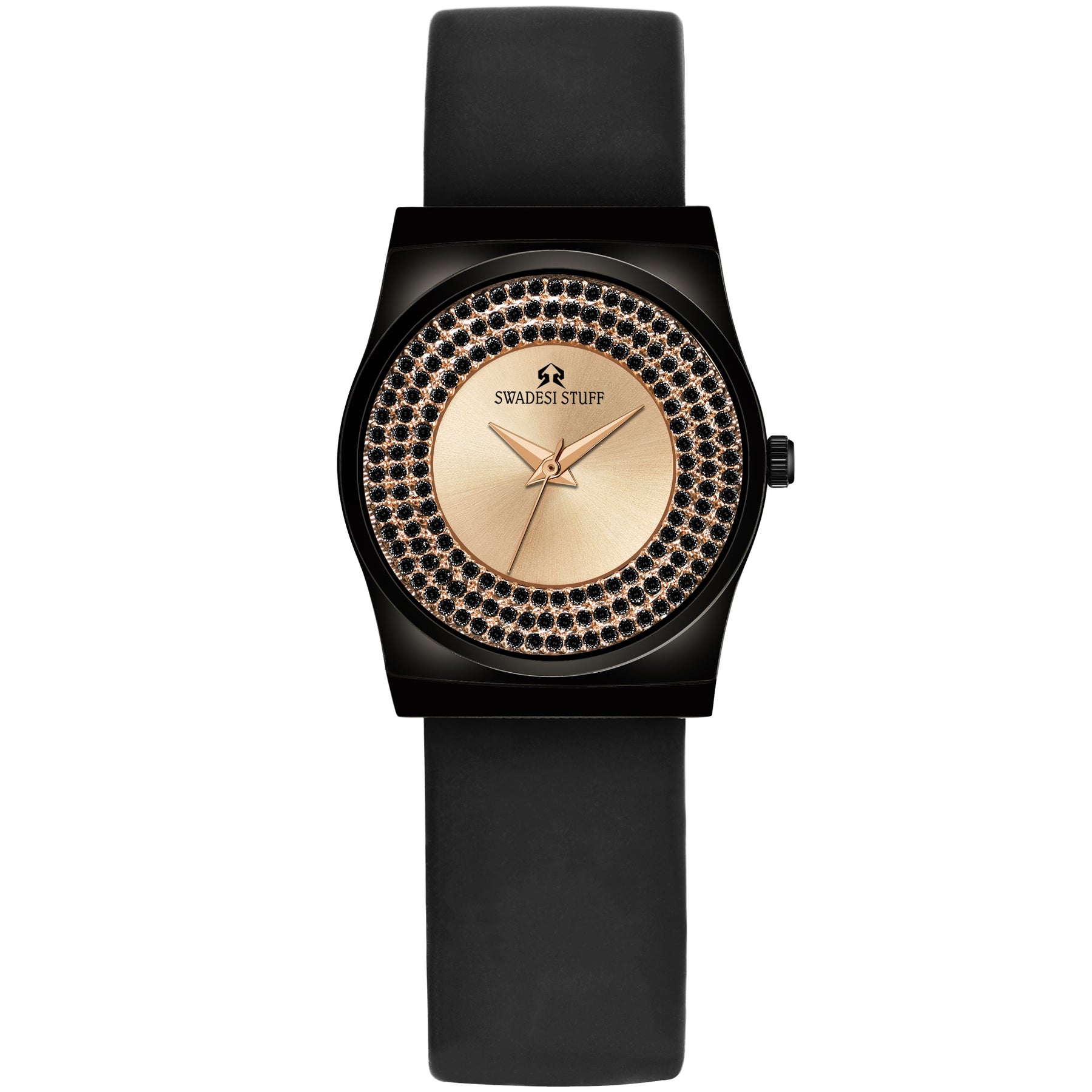 Crystalline Charm - Black - Premium & Luxurious Watch For Women