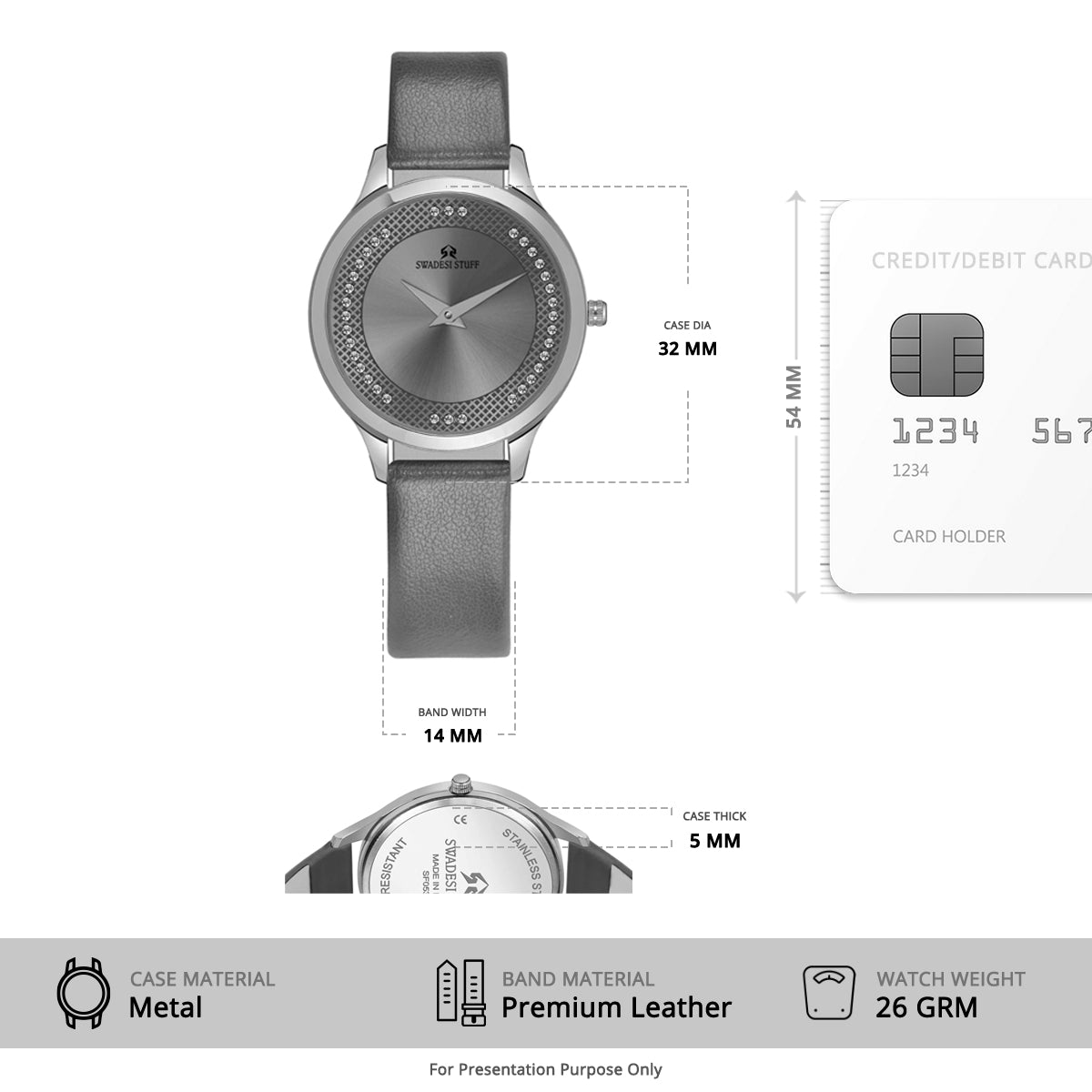 Stefanos - Grey - Premium & Luxurious Watch For Women